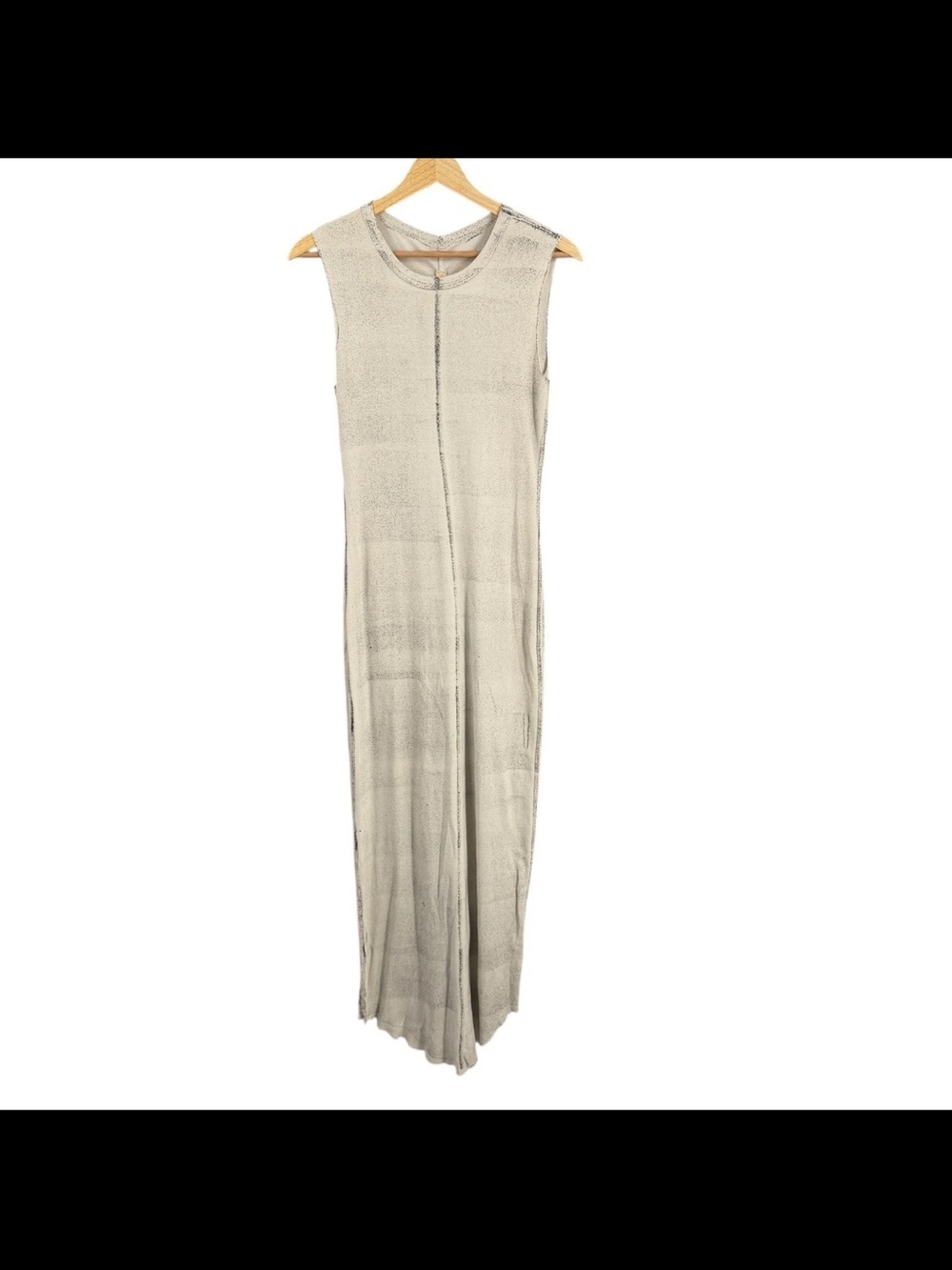 Raquel Allegra Sleeveless Long Jersey Maxi Dress Cream Beige Cotton Size 1 S